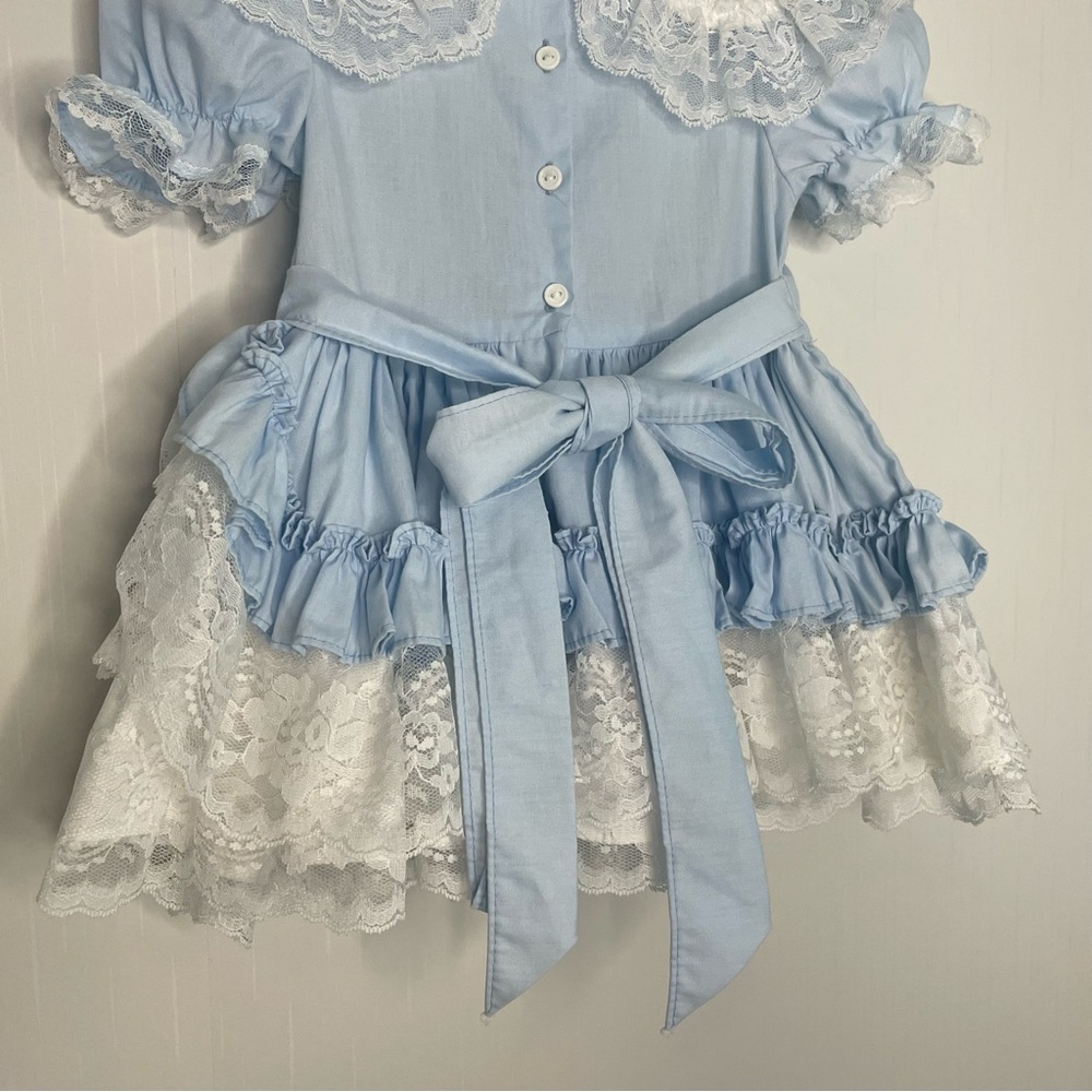 Lid'l Dolly's Ruffle Dress Full Circle Baby Blue Lace
Floral VTG Pageant Size 2T - Picture 11 of 16